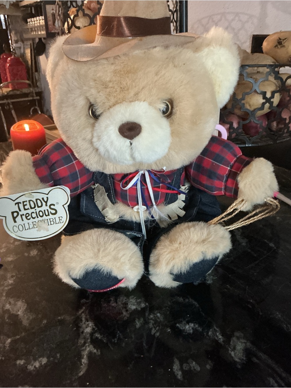 Vintage Dan Dee Teddy Precious Bear Western Cowgirl Rodeo Brown Plush Stuffed💕